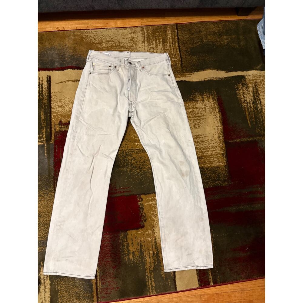 Vintage Levi’s 501 White Jeans 32x32 Straight Leg Button Fly USA